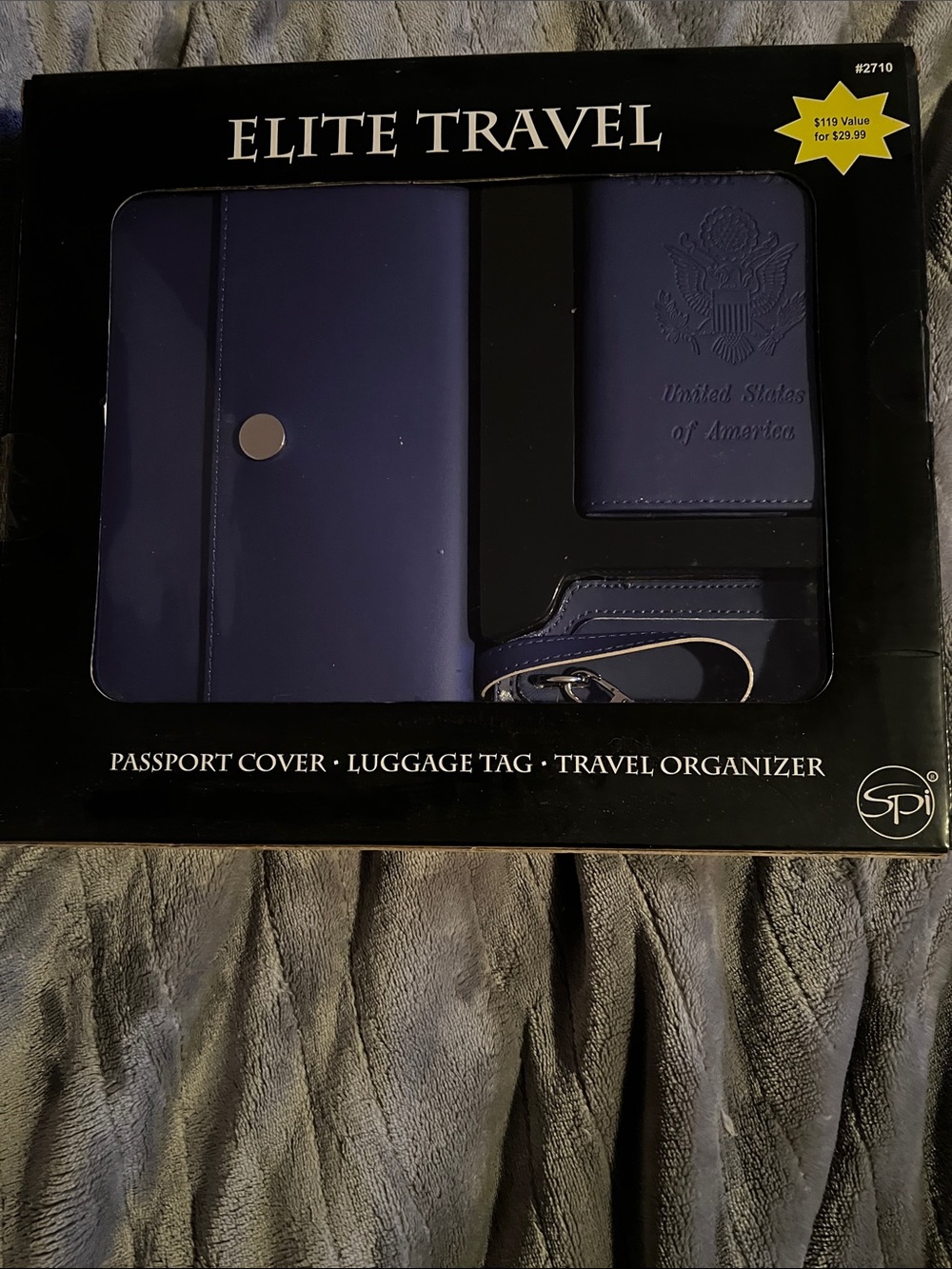 Elite Travel Women's Navy Passport Cover & Travel Organizer Set